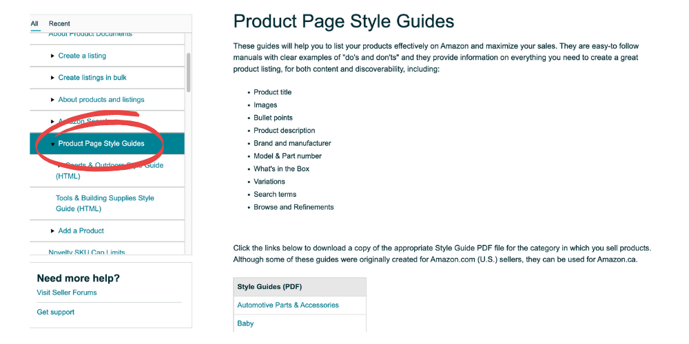 Amazon style guides