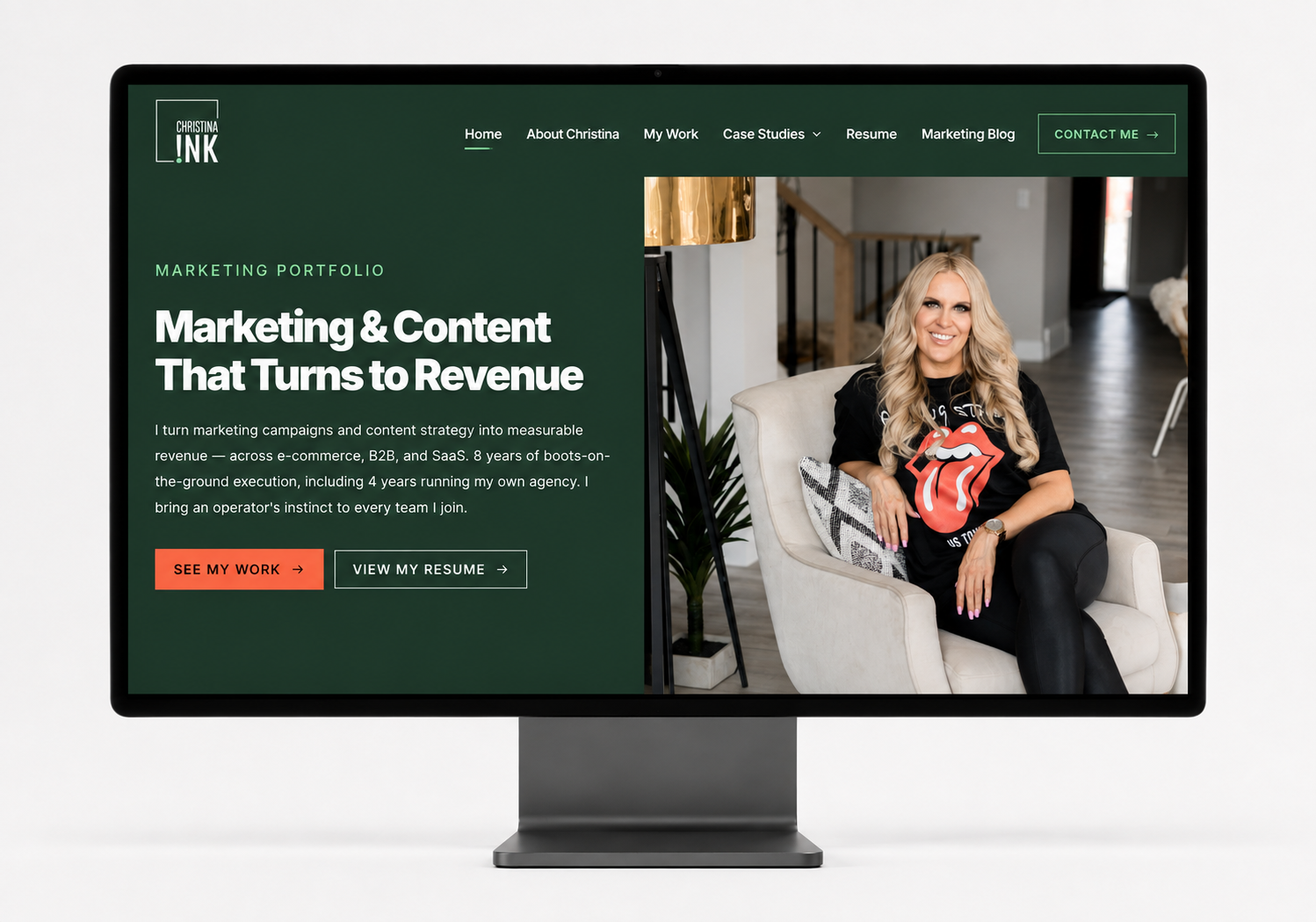 Custom Christina Ink marketing portfolio website