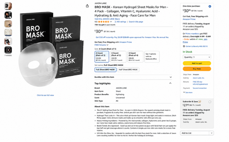 Optimized Jaxon Lane Amazon product messaging